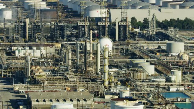 Aerial view Torrance refinery steel infrastructure Los Angeles