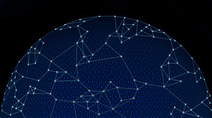 Abstract illustration how blockchain can connect globe