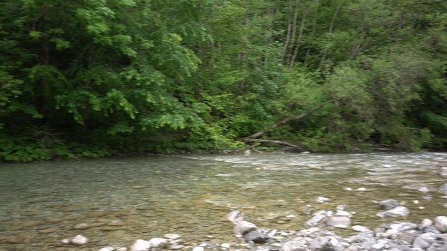 Napoleon bridge and Isonzo river in Slovenia