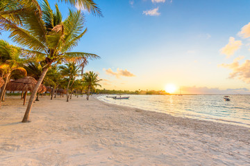 Obraz na płótnie Canvas Akumal bay - Caribbean white beach in Riviera Maya, coast of Yucatan and Quintana Roo, Mexico