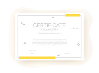 Certificate template for business, courses, competition in abstract minimalism style.