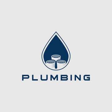 Creative plumbing logo.Water drop with pipes symbol logo design - Vector	