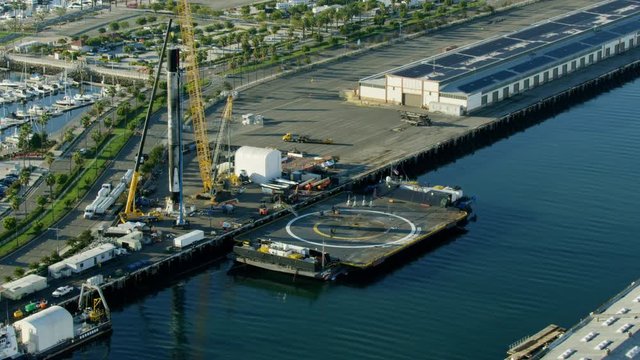 SpaceX rocket booster landing platform Port of LA
