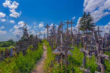 Fototapeta na wymiar Landscape of Hill of crosses, Kryziu kalnas, Lithuania