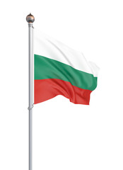 Bulgaria flag blowing in the wind. Background texture. Isolated on white. Sofia, Bulgaria. 3d rendering, wave. - Illustration