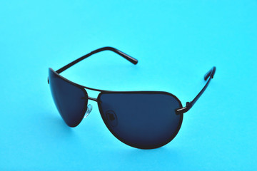 blue glasses on a blue background
