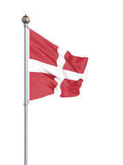 Denmark flag blowing in the wind. Background texture. 3d rendering, wave