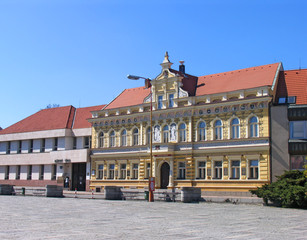 Fototapeta na wymiar Town hall building in Milevsko, Czech republic