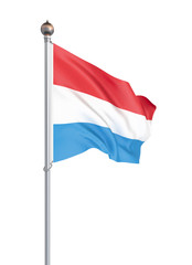 Luxembourg flag blowing in the wind. Background texture. Illustration. Isolated on white.