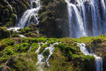 Obraz premium Marmore waterfalls and swift river in Umbria in Italy