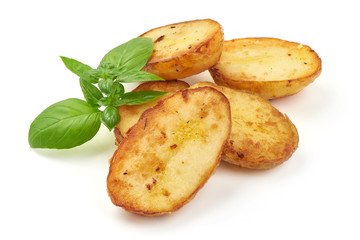 Fried Potatoes, close-up, isolated on white background