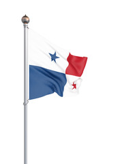 Panama flag blowing in the wind. Background texture. 3d rendering, wave. Isolated on white.