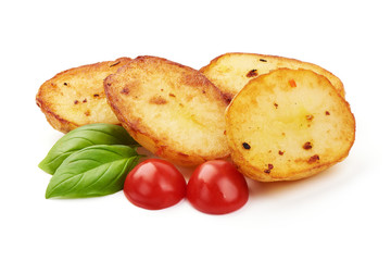 Fried Potatoes, close-up, isolated on white background