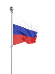 Waving colorful national flag of russia. Background texture. 3d rendering, wave. - Illustration