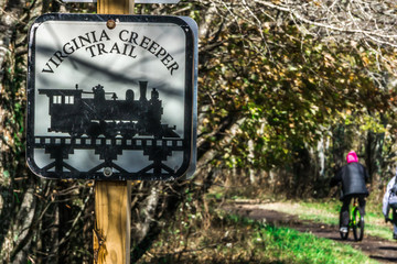 views along virginia creeper trail during autumn