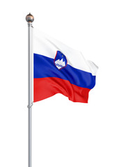 Slovenia flag blowing in the wind. Background texture. 3d rendering, wave. Isolated on white. Illustration.