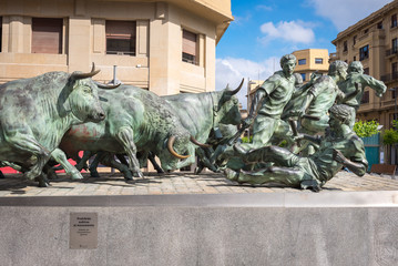 The Statue of Encierros in Pamplona, Spain