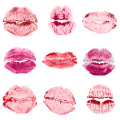 Lipstick kiss isolated on white background