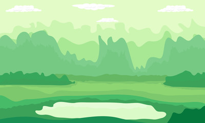 Mountain hills green nature in summer design on vector illustration background