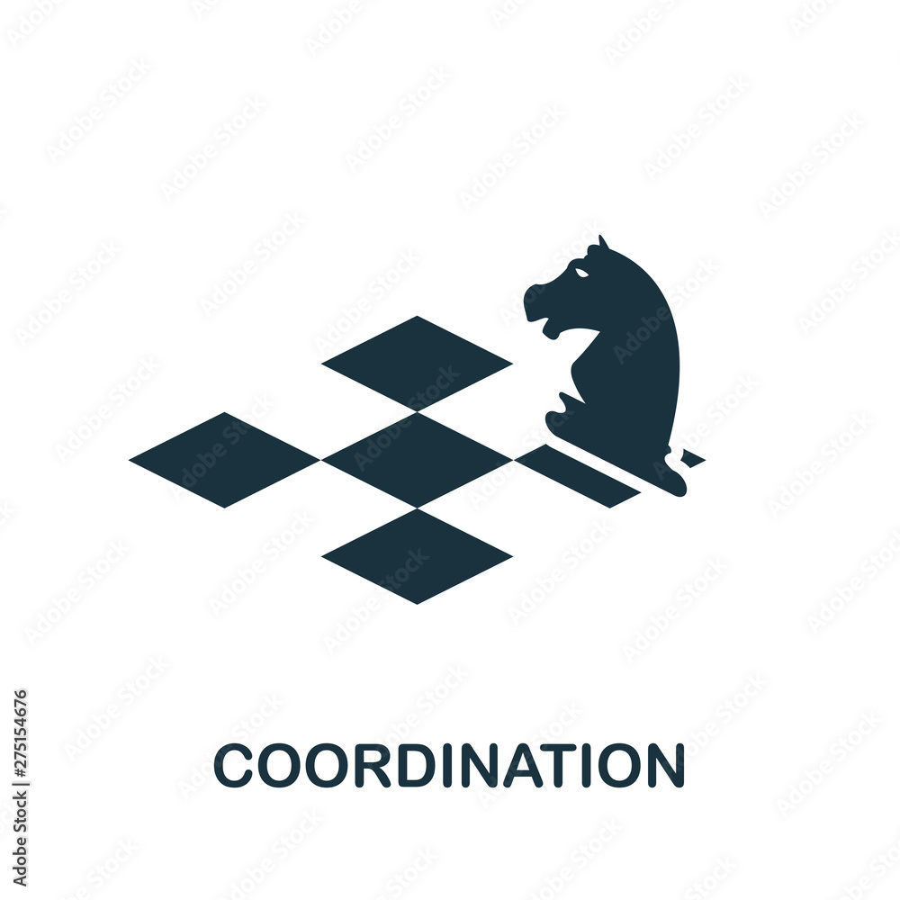 Poster coordination vector icon symbol. creative sign from gamification icons collection. filled flat coord