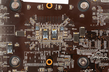 Computer graphic card board macro, top view