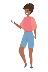 Isolated woman with smartphone design