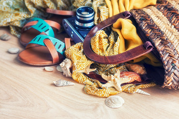 Women's accessories for beach holidays.