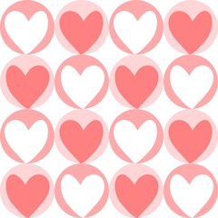 Set of hearts and circles on white background