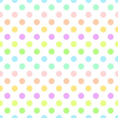 Fototapeta na wymiar Seamless pattern of polka dots colorful, white background
