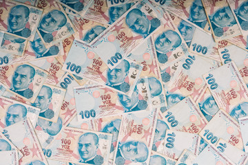 Fototapeta na wymiar 100 turkish lira banknote