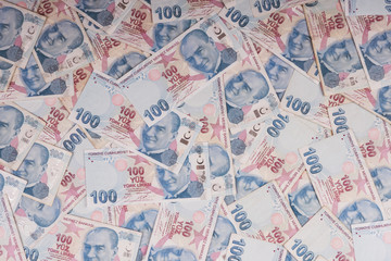 Fototapeta na wymiar 100 turkish lira banknote