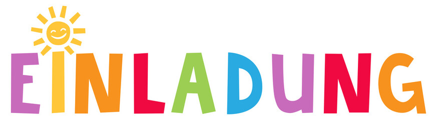 EINLADUNG bunte Buchstaben