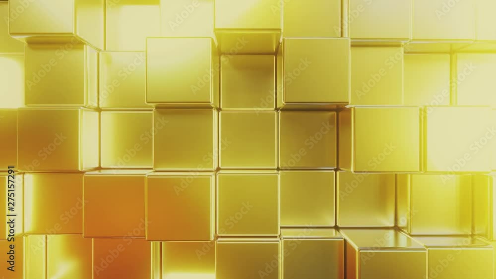 Poster golden square tiles. loopable abstract 3d animation