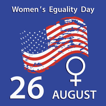 Women's Equality Day - American Flag In Grunge Style And Female Symbol - Vector. US - Banner, August 26.