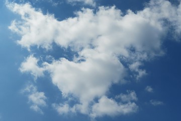 Heart shape cloud in blue sky, natural sky background