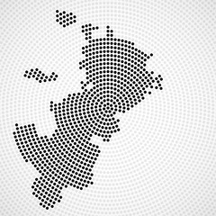 Abstract map Moscow of radial dots, halftone concept. Vector illustration, eps 10