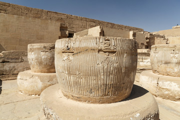 Columns in Medinet Habu Temple in Luxor, Egypt