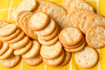  a lot of crackers on the table