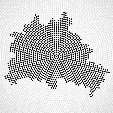 Abstract map Berlin of radial dots, halftone concept. Vector illustration, eps 10