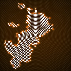 Abstract map Moscow of glowing radial dots, halftone concept. Vector illustration, eps 10