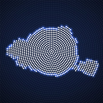 Abstract map Paris of glowing radial dots, halftone concept. Vector illustration, eps 10