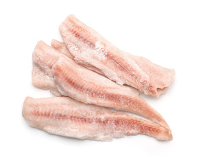 Top view of frozen cod fillets