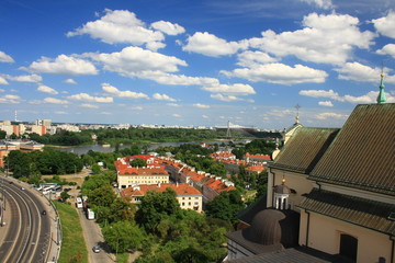 Panorama Warszawy z punktu widokowego - widok na Wisłę i Stadiona Narodowy © Monika