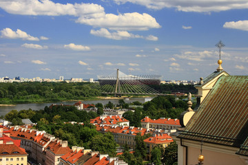 Panorama Warszawy z punktu widokowego - widok na Wisłę i Stadiona Narodowy © Monika