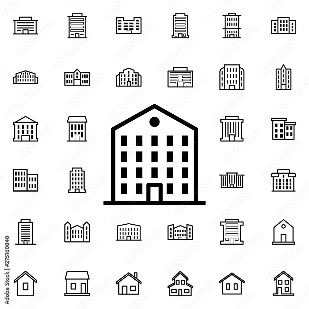 Poster building icon. universal set of buildings for website design and development, app development