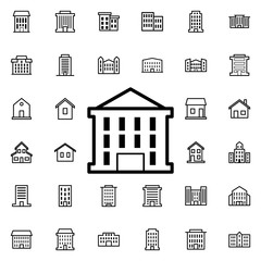 Building icon. Universal set of buildings for website design and development, app development