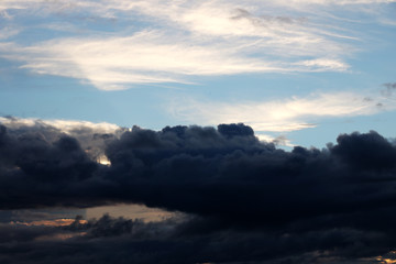 A view of the dark clouds during sunset