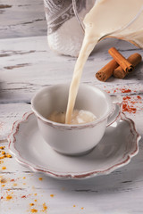 Traditional Indian masala tea. Spicy tea with aromatic spices and milk.