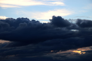 A view of the dark clouds during sunset
