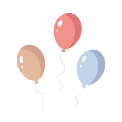 Set of colorful balloons isolated vector icons. Cartoon balloons for birthday party.